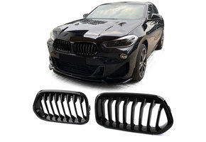 Grill Nieren geschikt voor BMW X2 F39 - Sportieve Look - Zwart Glans