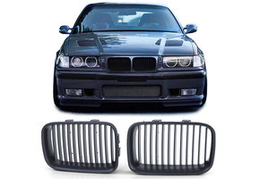 Grill Nieren geschikt voor BMW 3 Serie E36 90-96 - Sportieve look - Zwart Mat