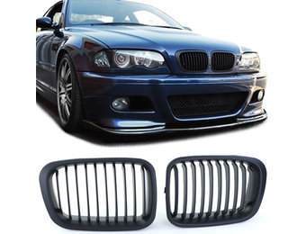 Grill Nieren - BMW 3 Serie E46 Sedan Touring 98-01 - Sportieve Look - Zwart Mat