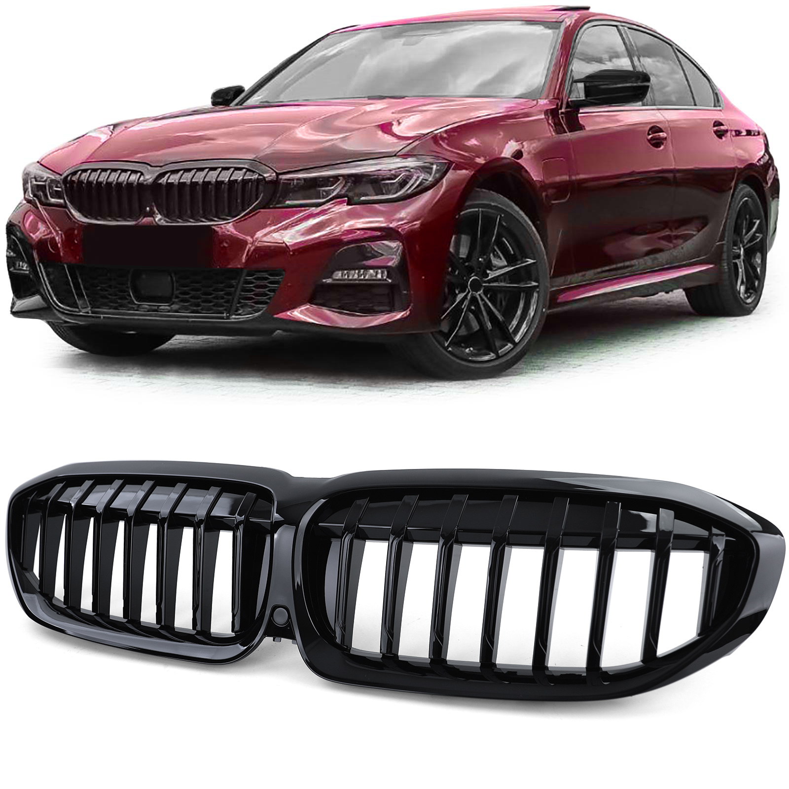 Grill nieren - BMW 3 Serie G20 G21 - Sportief design - Zwart glans
