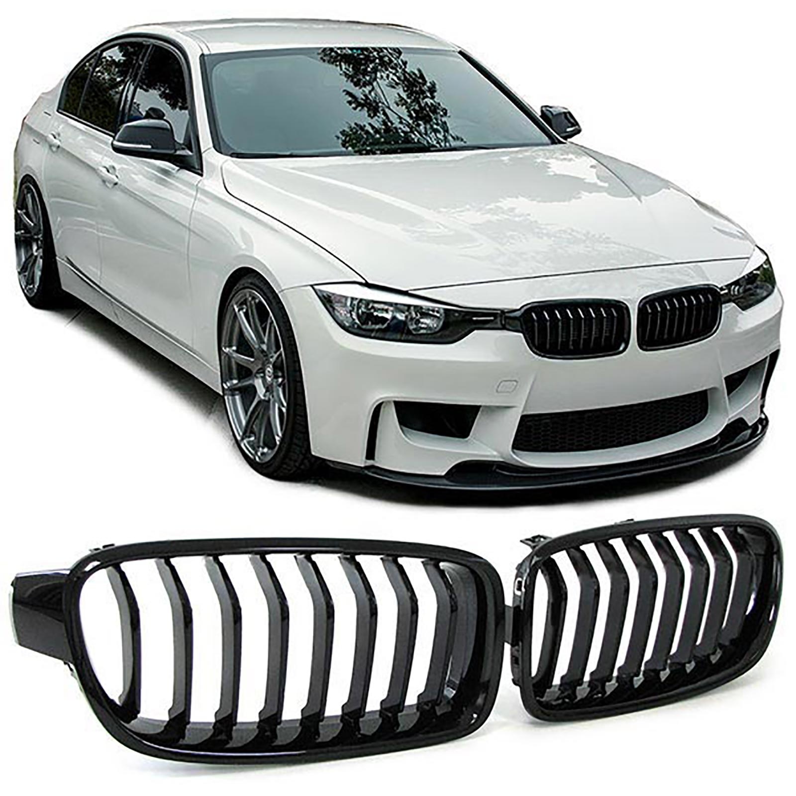 Grill Nieren geschikt voor BMW 3 serie F30 F31 11-19 - Sport rooster - Prestaties zwart glans
