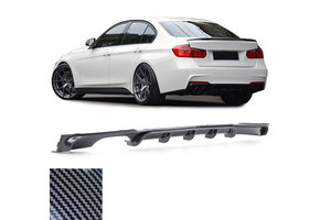 Achterdiffusor geschikt voor BMW F30 F31 - Carbon-look - Met uitlaatuitsparing | Perf. onderdeel met hoogwaardige afwerking | 100% passend