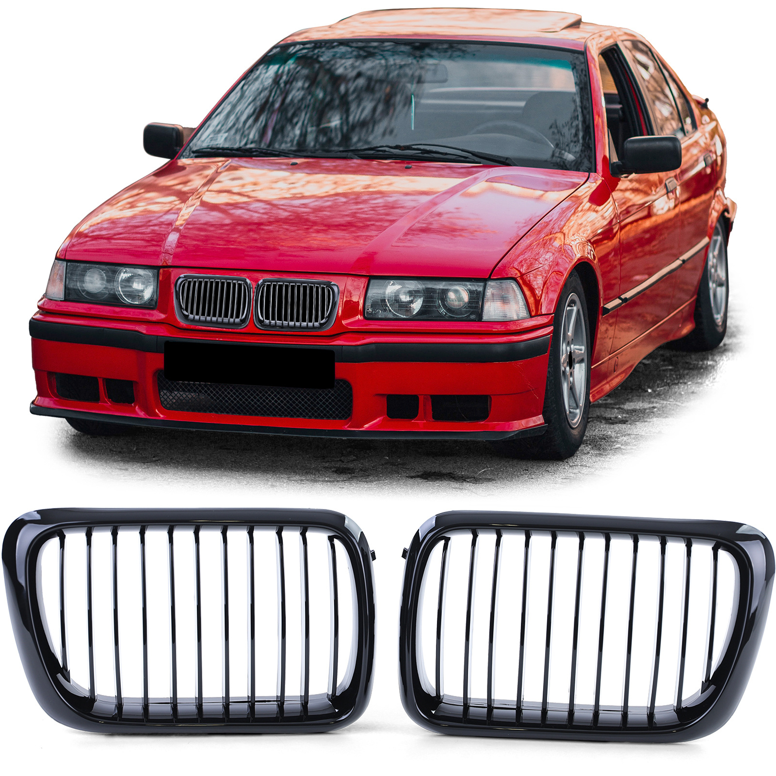 Grill Nieren - BMW 3 Serie E36 96-99 - Sportief - Zwart glans