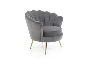 AMORINITO - schelpstoel - fluwelen stof - 81x77x77 cm - grijs