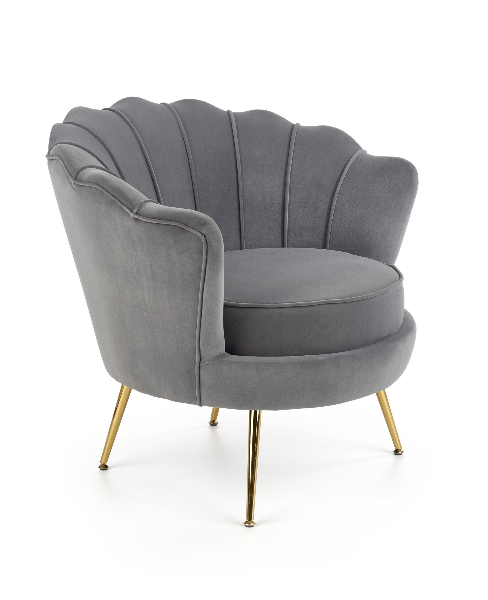 AMORINITO - schelpstoel - fluwelen stof - 81x77x77 cm - grijs
