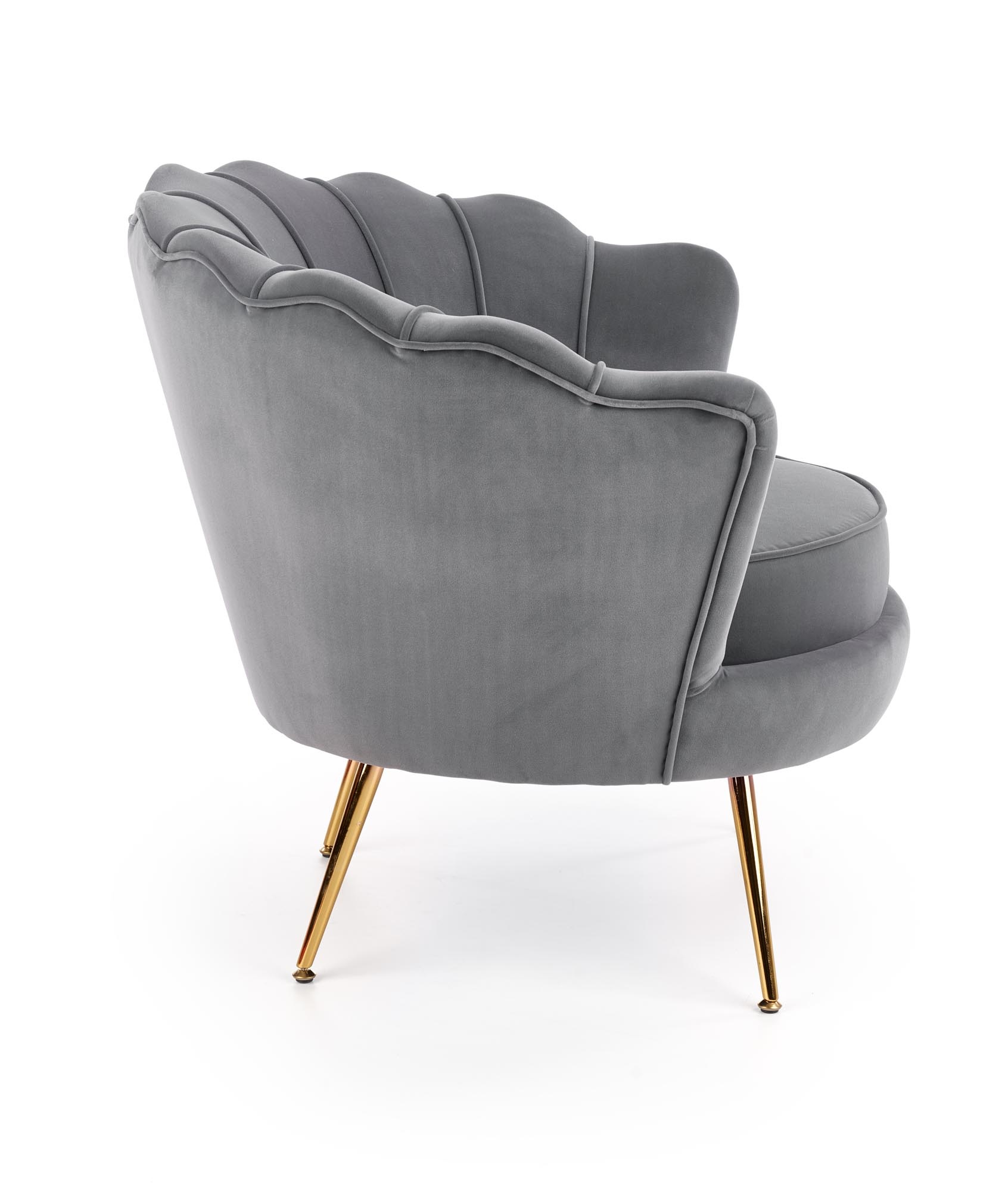 AMORINITO - schelpstoel - fluwelen stof - 81x77x77 cm - grijs
