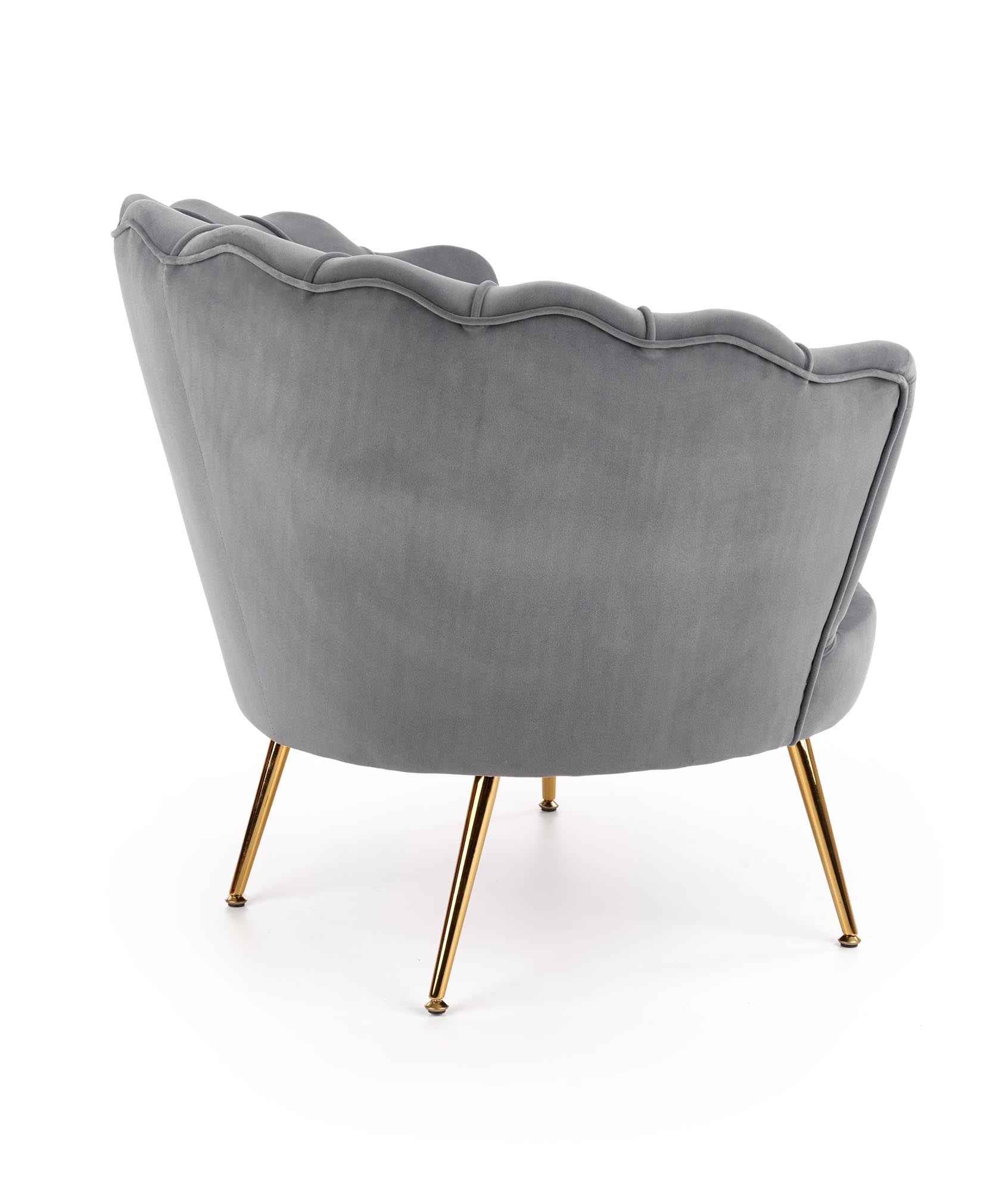AMORINITO - schelpstoel - fluwelen stof - 81x77x77 cm - grijs