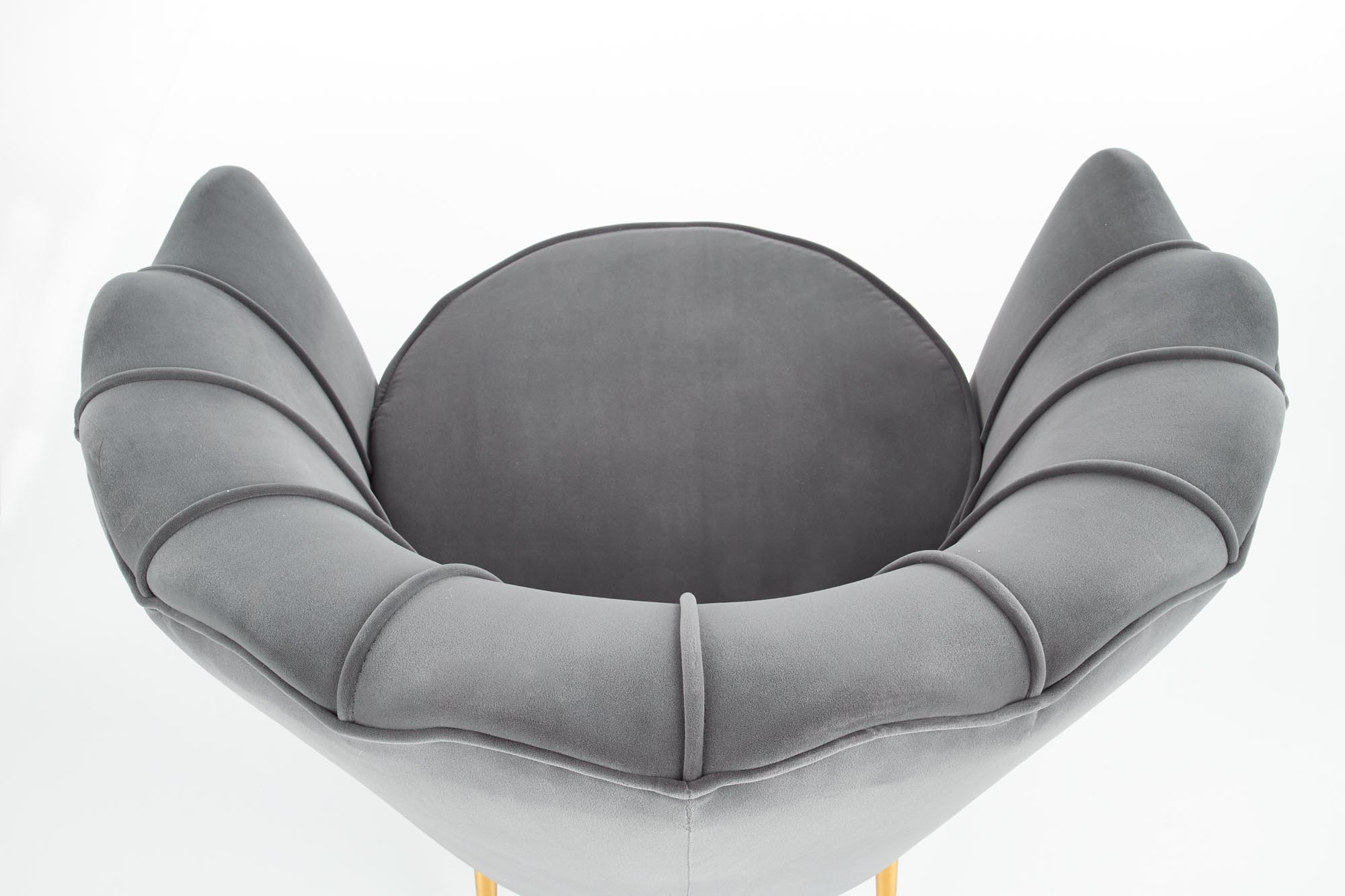 AMORINITO - schelpstoel - fluwelen stof - 81x77x77 cm - grijs