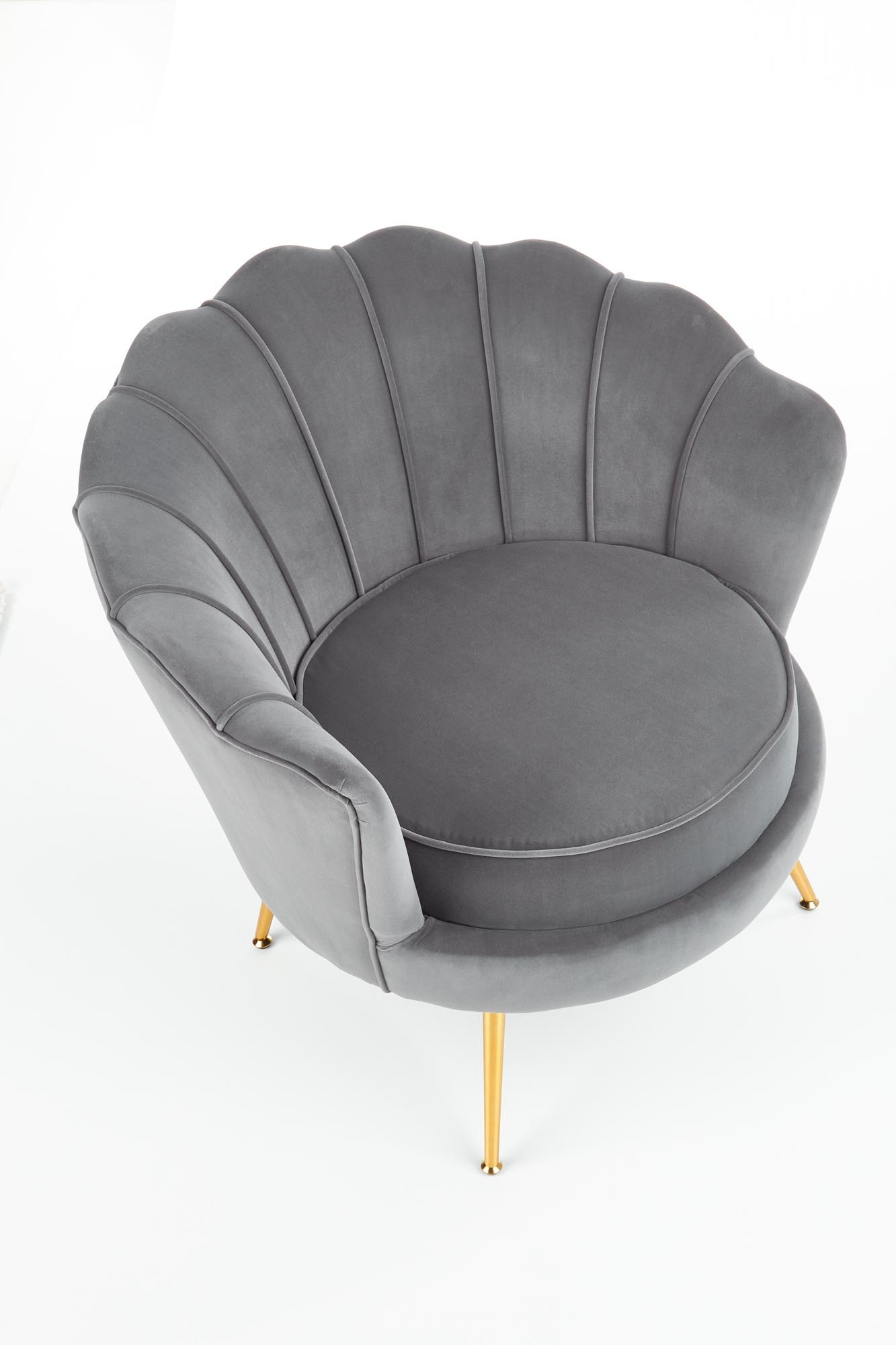 AMORINITO - schelpstoel - fluwelen stof - 81x77x77 cm - grijs