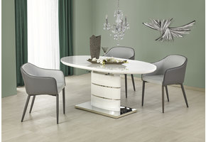 ASPEN - eettafel - glas - ovaal - 140-180x90x76 cm - wit