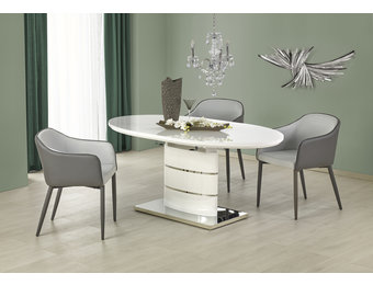 ASPEN - eettafel - glas - ovaal - 140-180x90x76 cm - wit