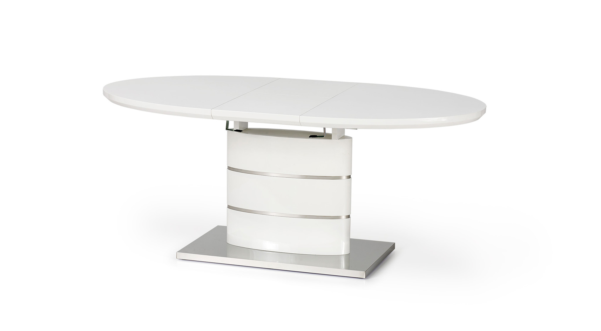ASPEN - eettafel - glas - ovaal - 140-180x90x76 cm - wit