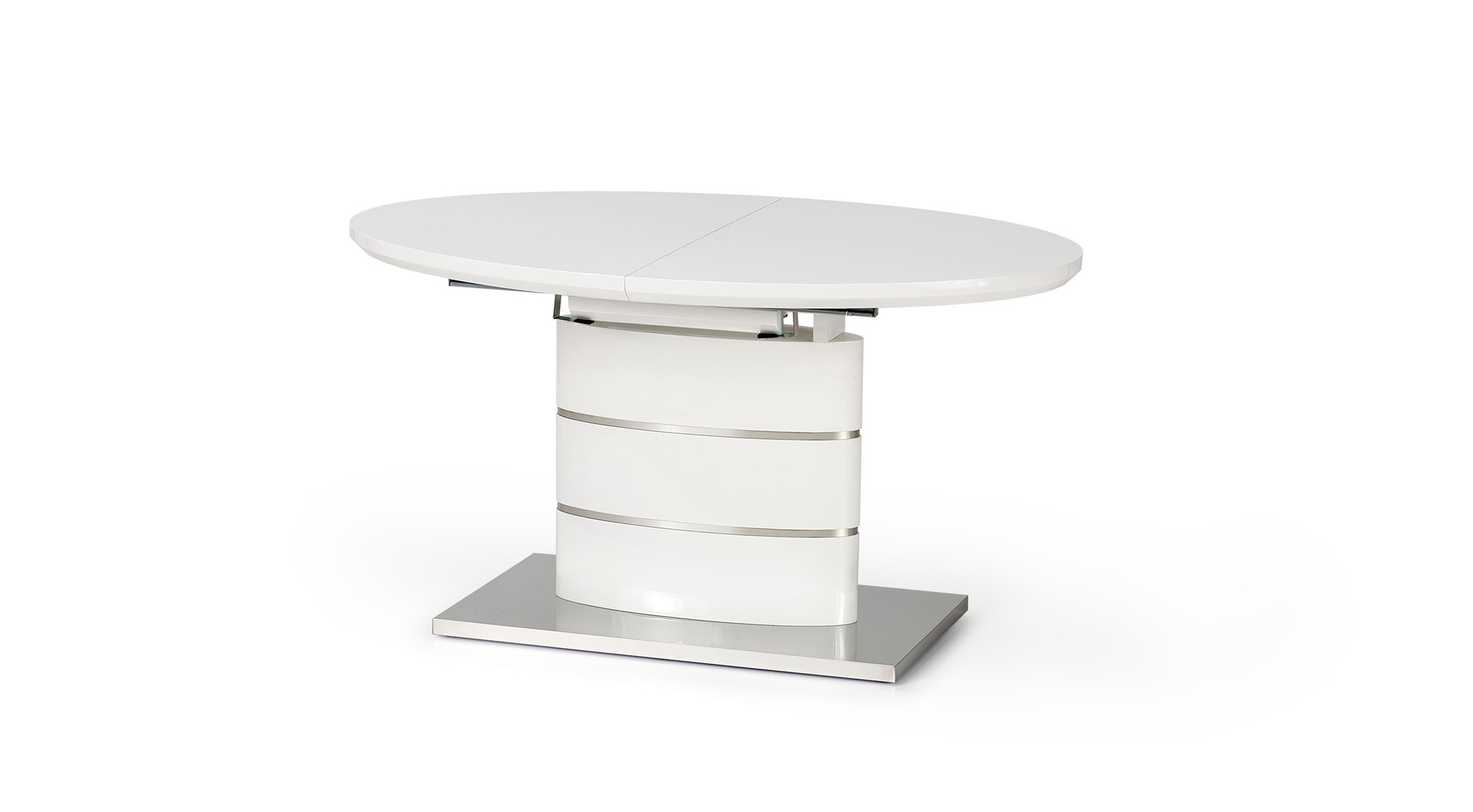 ASPEN - eettafel - glas - ovaal - 140-180x90x76 cm - wit