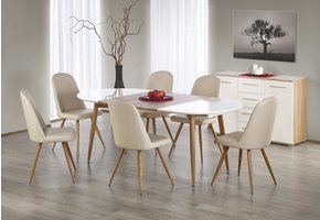 EDWARD - eettafel - hout - ovaal - 120-200x100x75 cm - wit