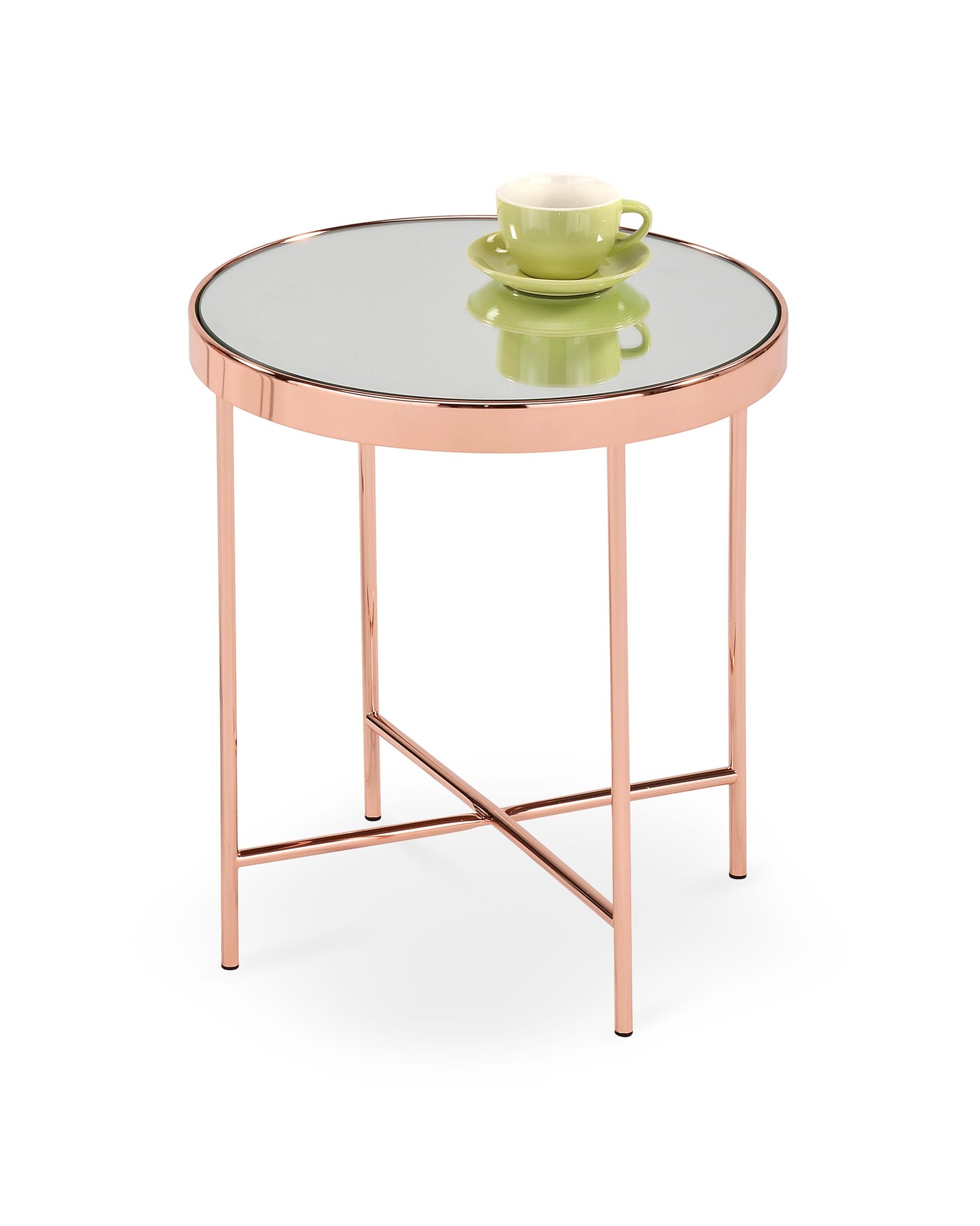 MIRA - salontafel - glas - rond - 42x46x42cm - koper