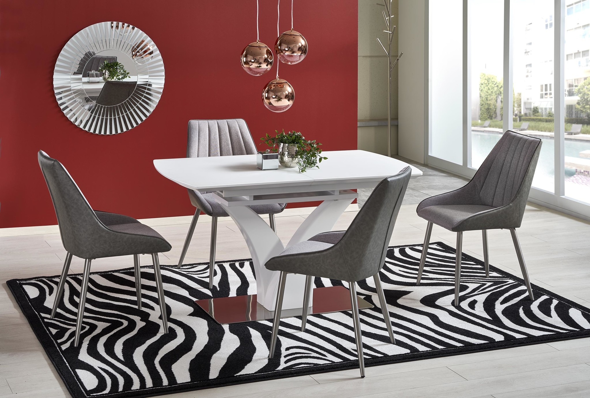 PALERMO - eettafel - uitschuifbaar -  gelakt MDF - wit