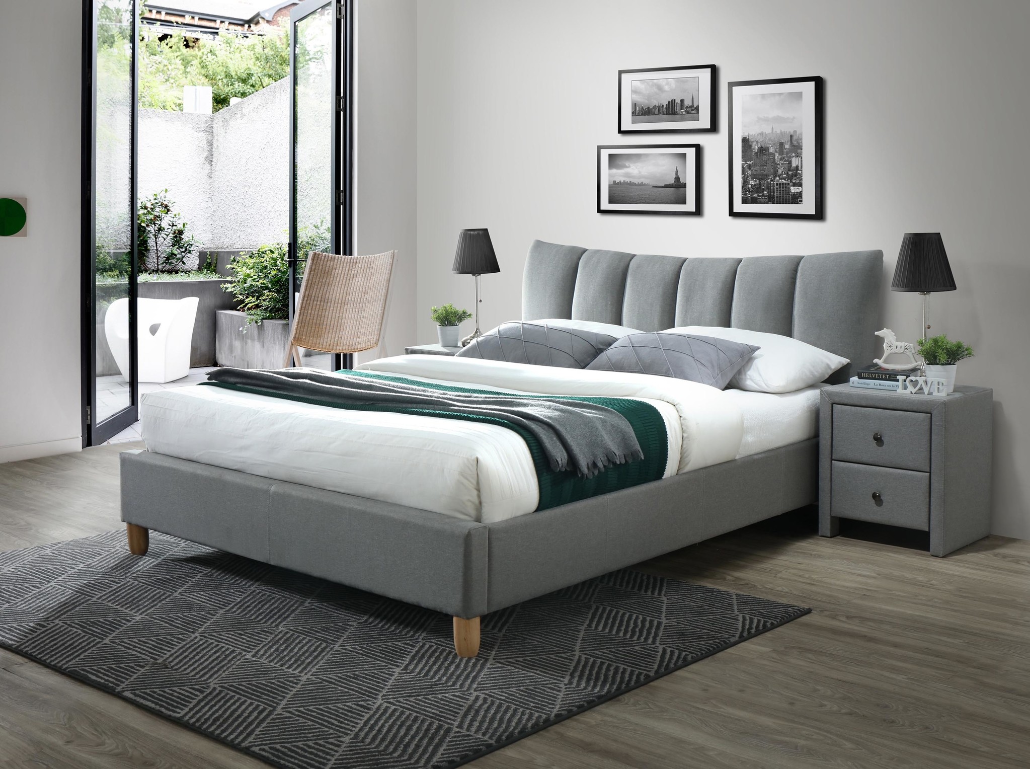 SANDY - tweepersoonsbed - hout - 217x174x100 cm - grijs