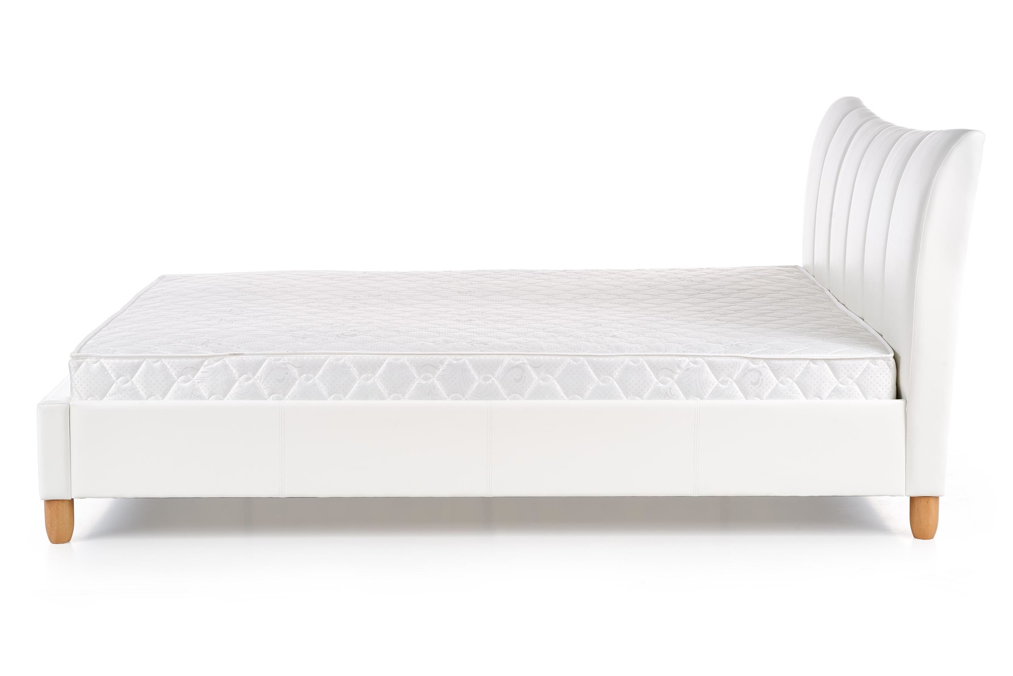 SANDY - tweepersoonsbed - massief hout - eco leer - wit