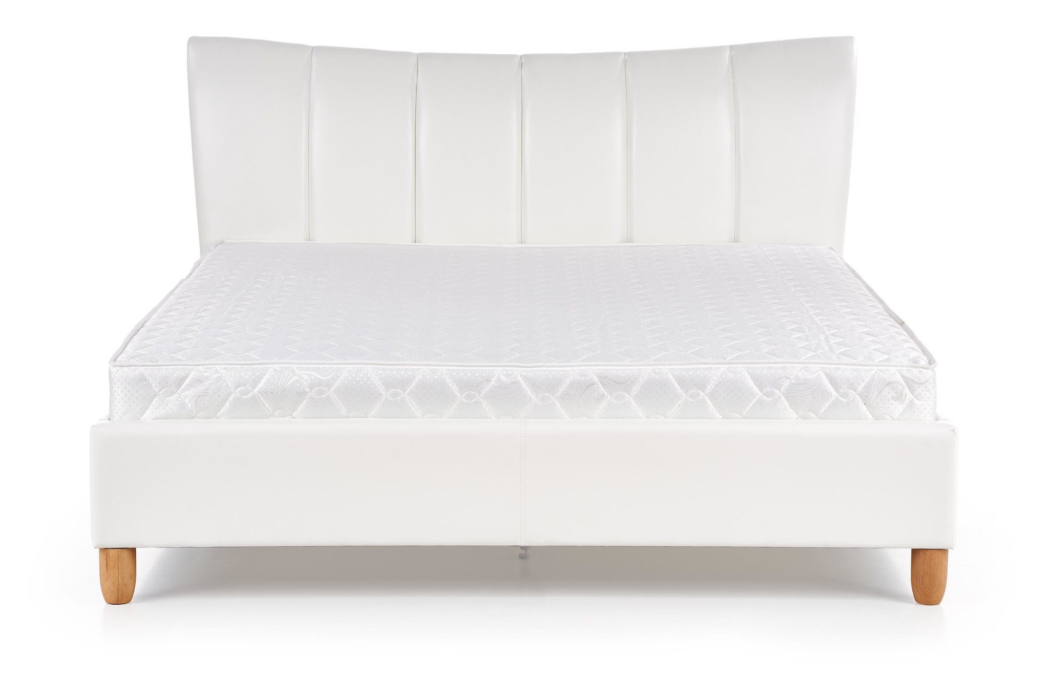 SANDY - tweepersoonsbed - massief hout - eco leer - wit