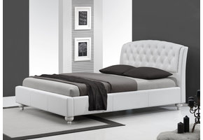 SOFIA - tweepersoonsbed - massief hout - eco leer - wit