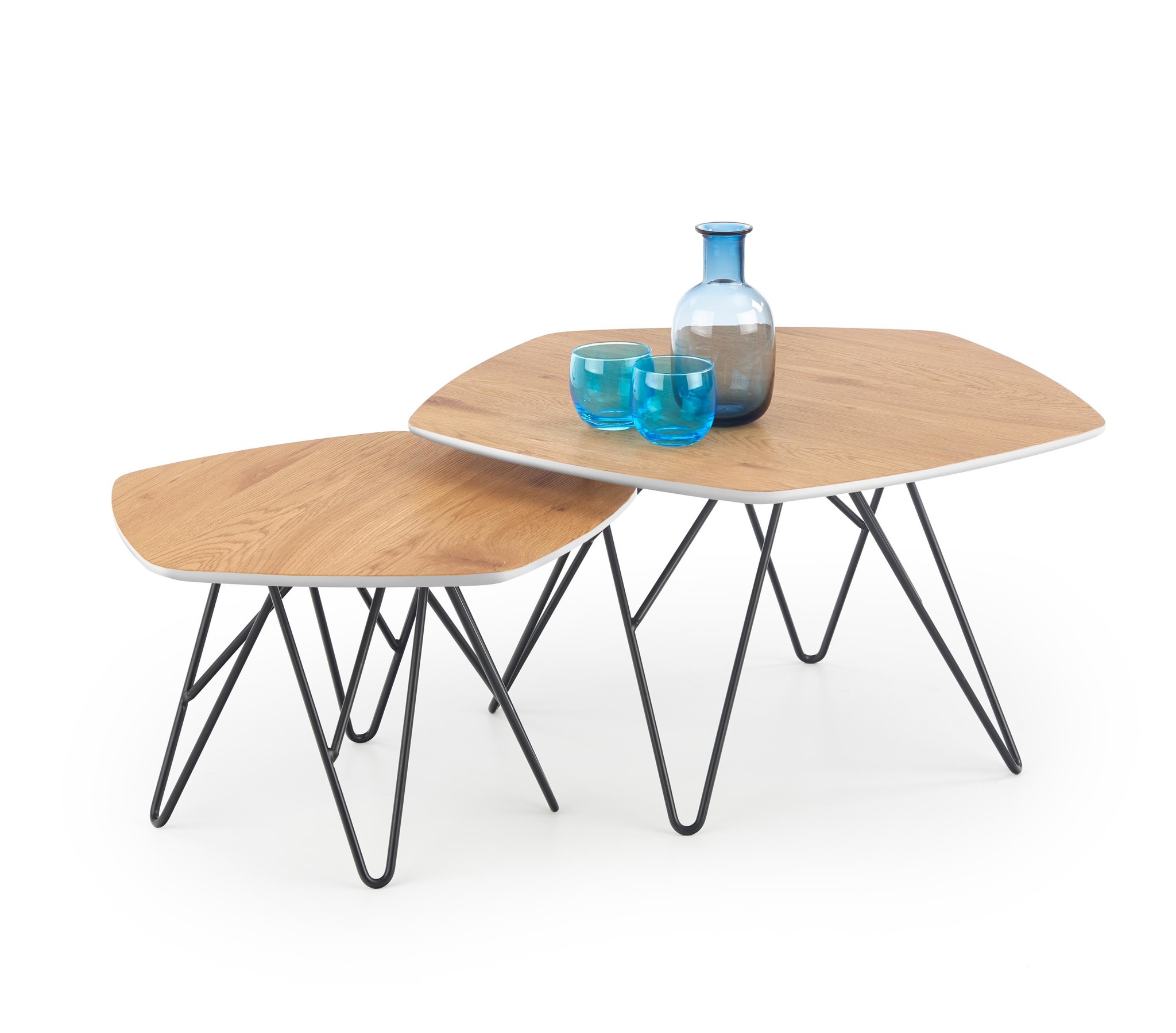 ZERO - salontafels - set van 2 - gefineerd MDF - vijfhoekig