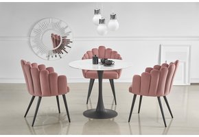 AMBROSIO - eettafel - glas - rond - 90x90x72 cm - zwart wit