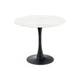 AMBROSIO - eettafel - glas - rond - 90x90x72 cm - zwart wit