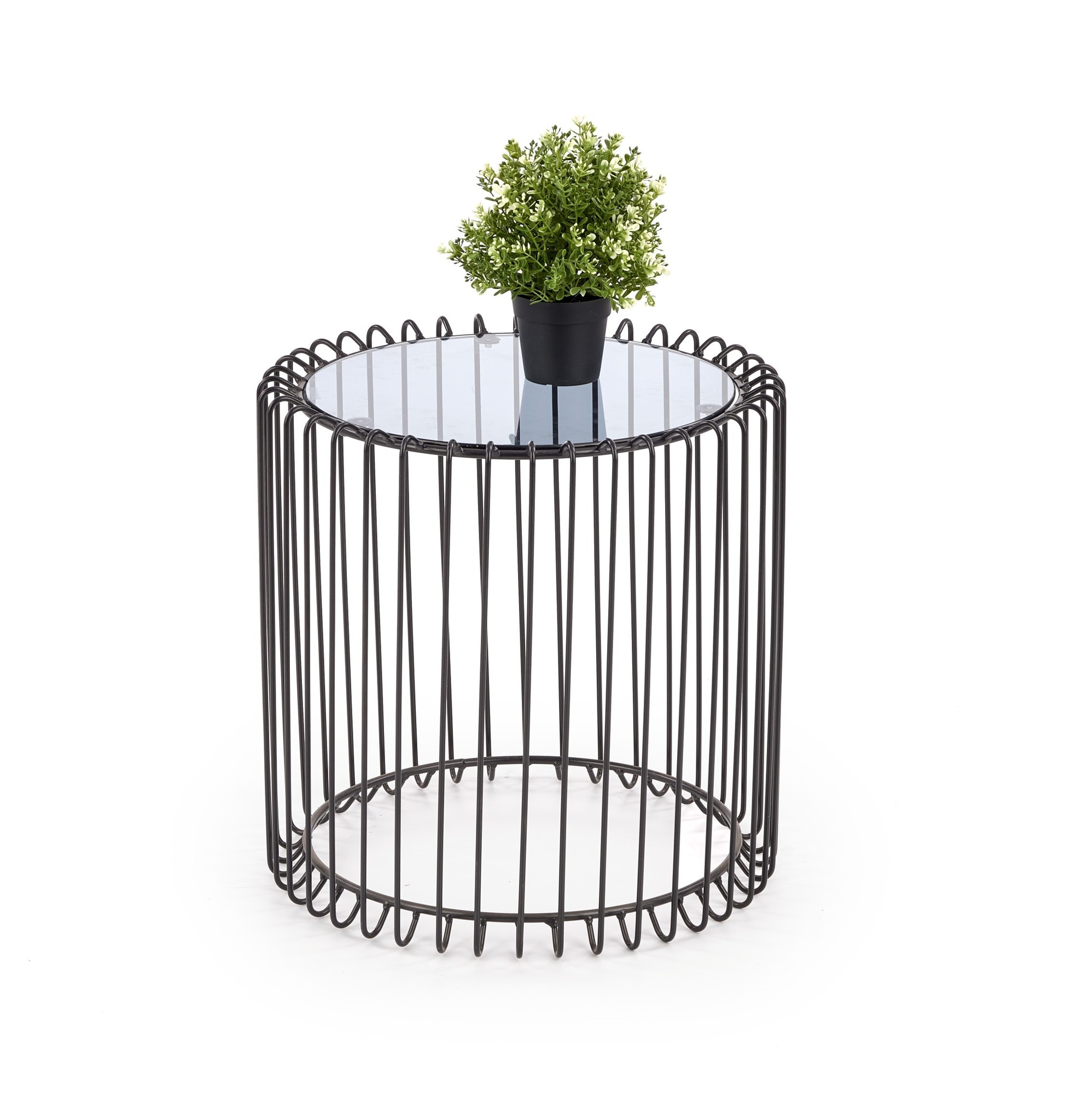 AMINA - salontafel - glas - rond - 45x45x45 cm - zwart