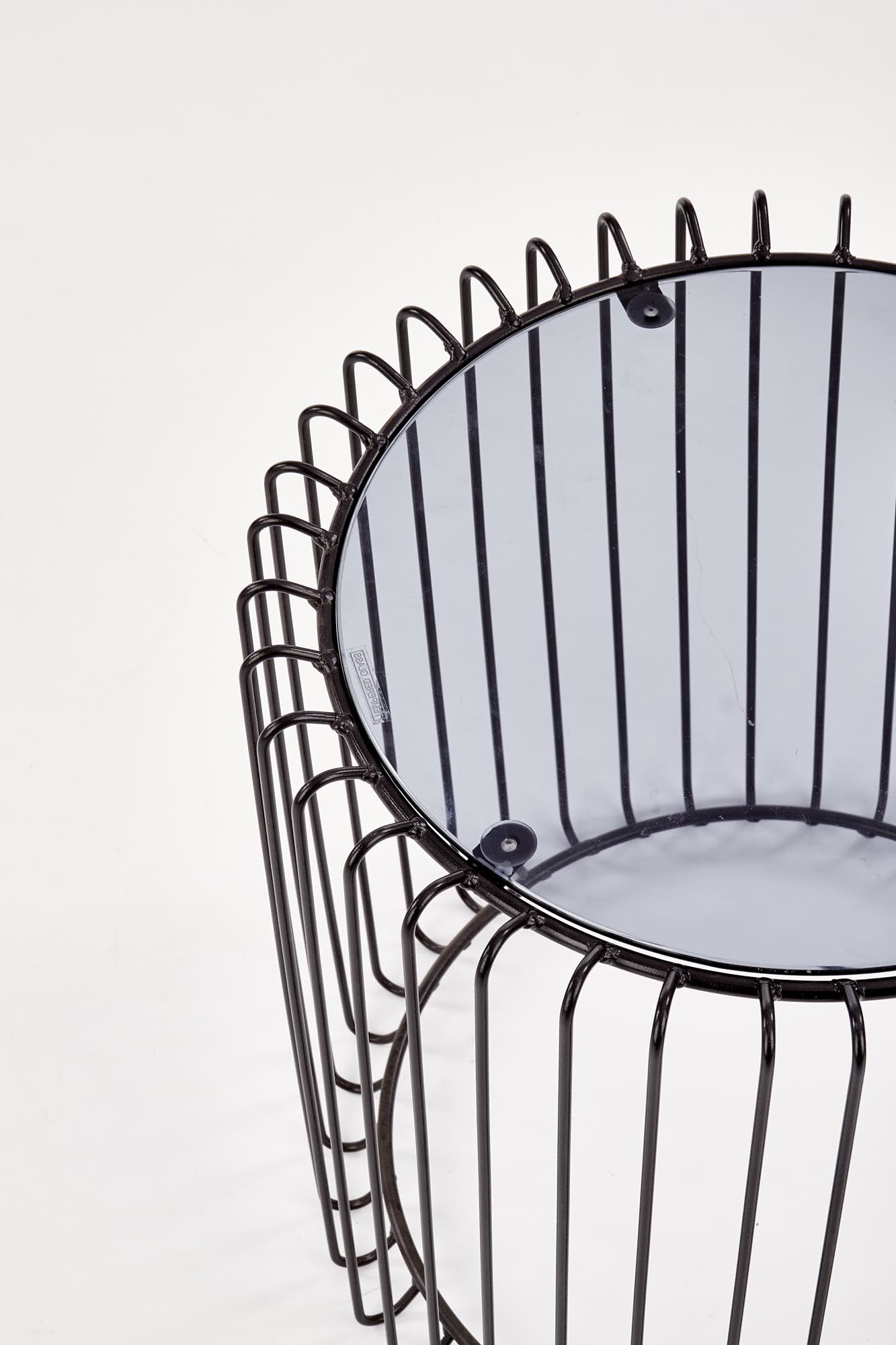 AMINA - salontafel - glas - rond - 45x45x45 cm - zwart