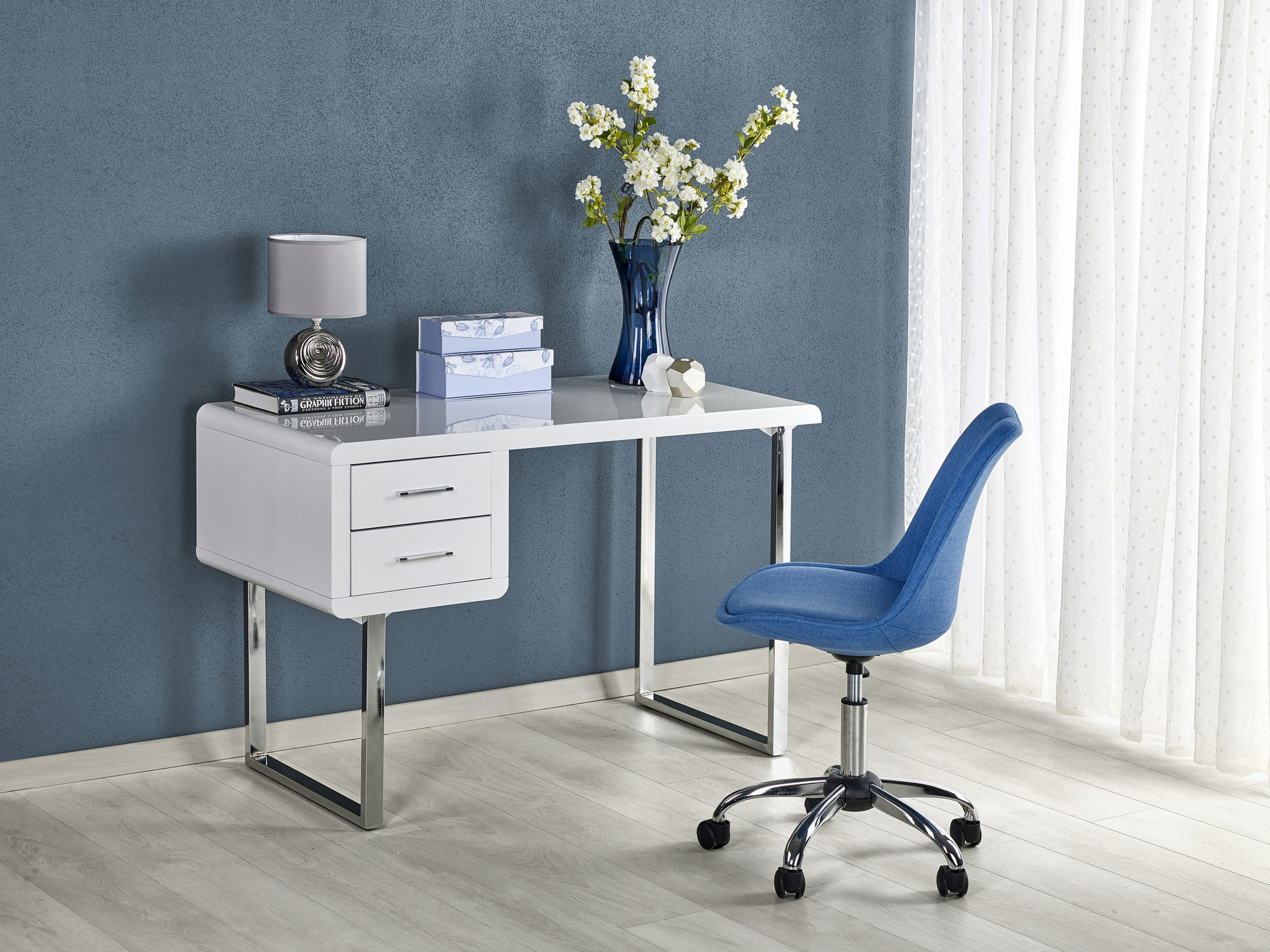 Bureau - klassiek - glamour - lades - 120x76x55 cm - wit