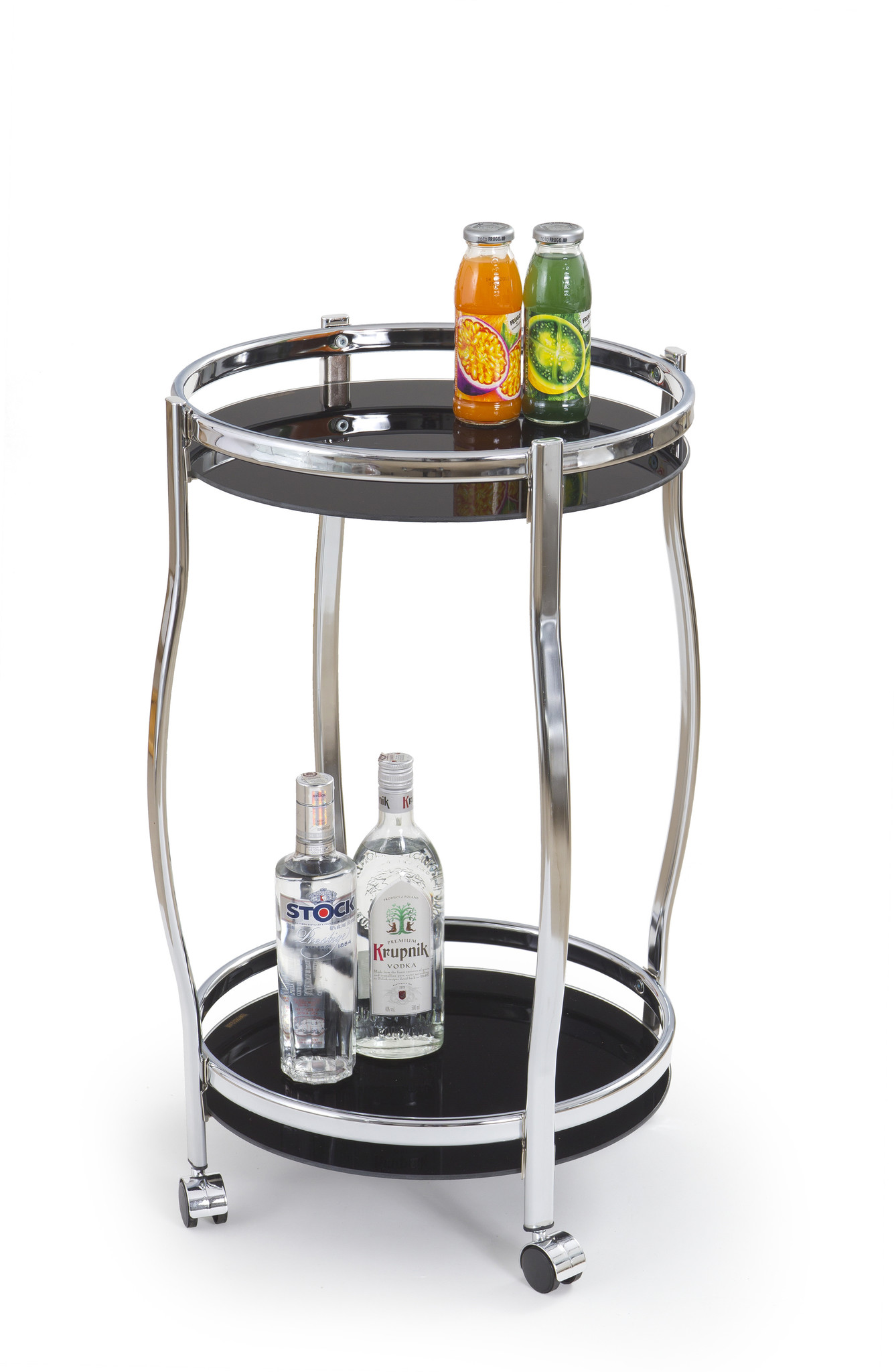 BAR - bartafel -  modern - glas - rond - 42x71x42 cm - zwart
