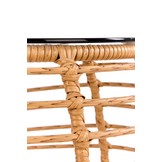 BARREL - salontafel - glas - rotan - 48x56x48 cm - naturel zwart