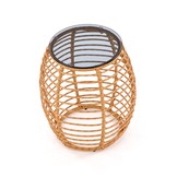 BARREL - salontafel - glas - rotan - 48x56x48 cm - naturel zwart