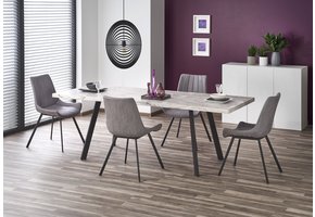 DALLAS - eettafel - 160-220x90x76 cm - marmer wit zwart