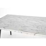 DALLAS - eettafel - 160-220x90x76 cm - marmer wit zwart