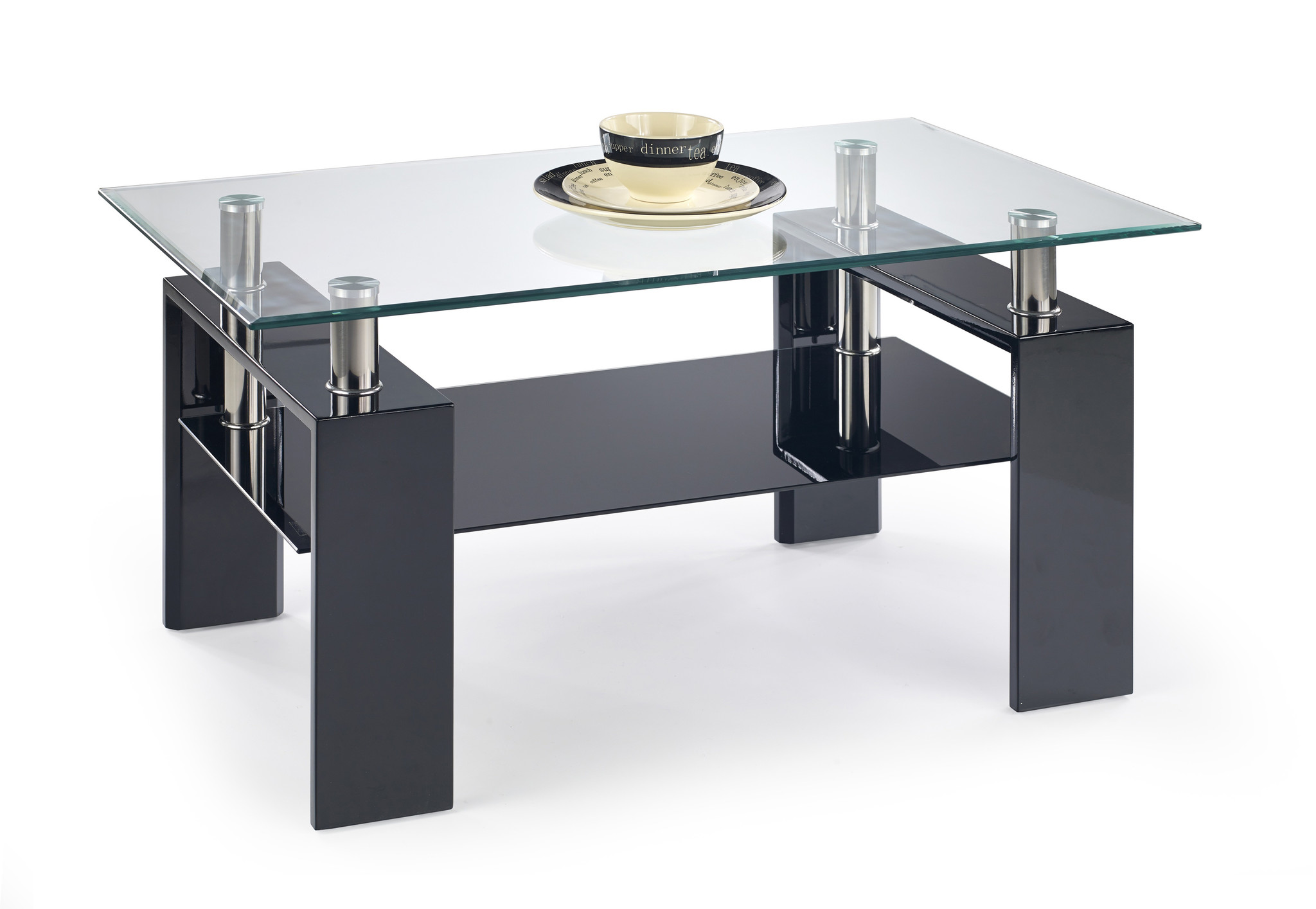 DIANA - salontafel - glas - 110x55x60 cm - zwart