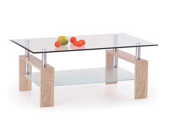 DIANA - salontafel - glas - hout - 110x55x60 cm