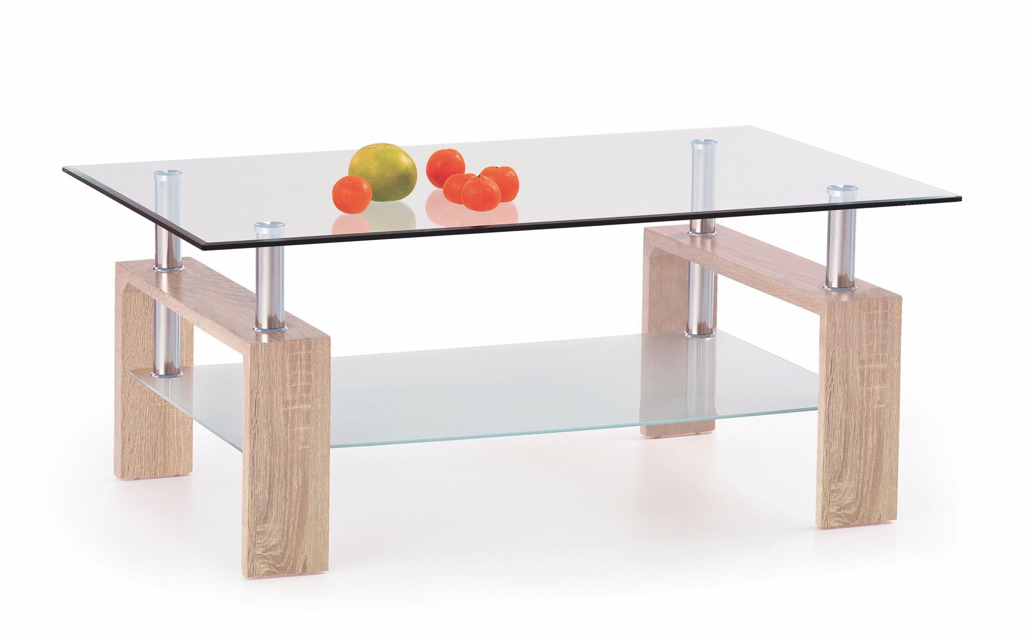 DIANA - salontafel - glas - hout - 110x55x60 cm