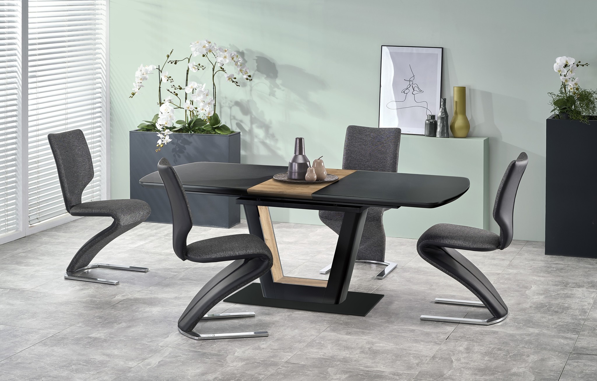 FARREL - eettafel - uitschuifbaar - 160-200x90x77 cm - zwart