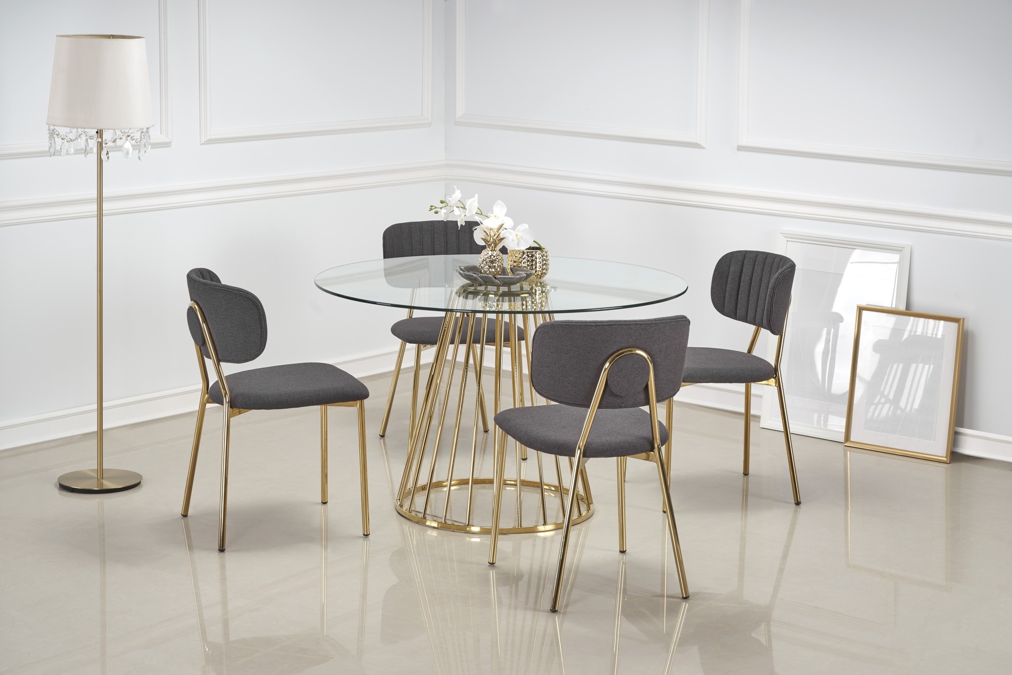 LIVERPOOL - eettafel - glas - rond - 120x120x75 cm