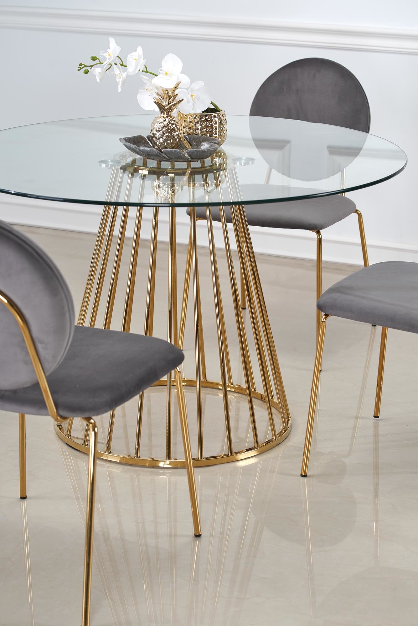 LIVERPOOL - eettafel - glas - rond - 120x120x75 cm