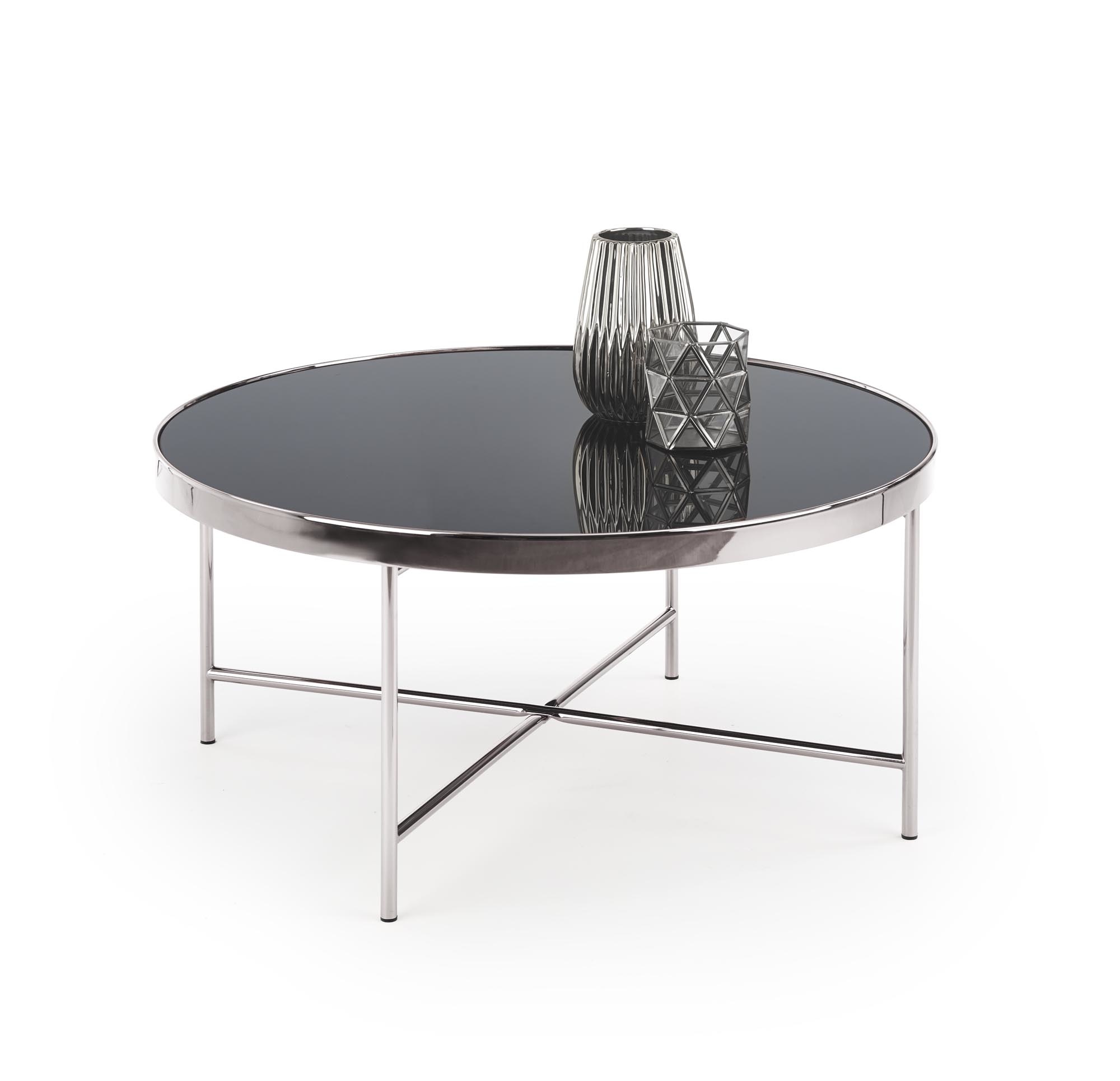 MORIA - salontafel - glas - rond - zwart/zilver - 82x40x82cm