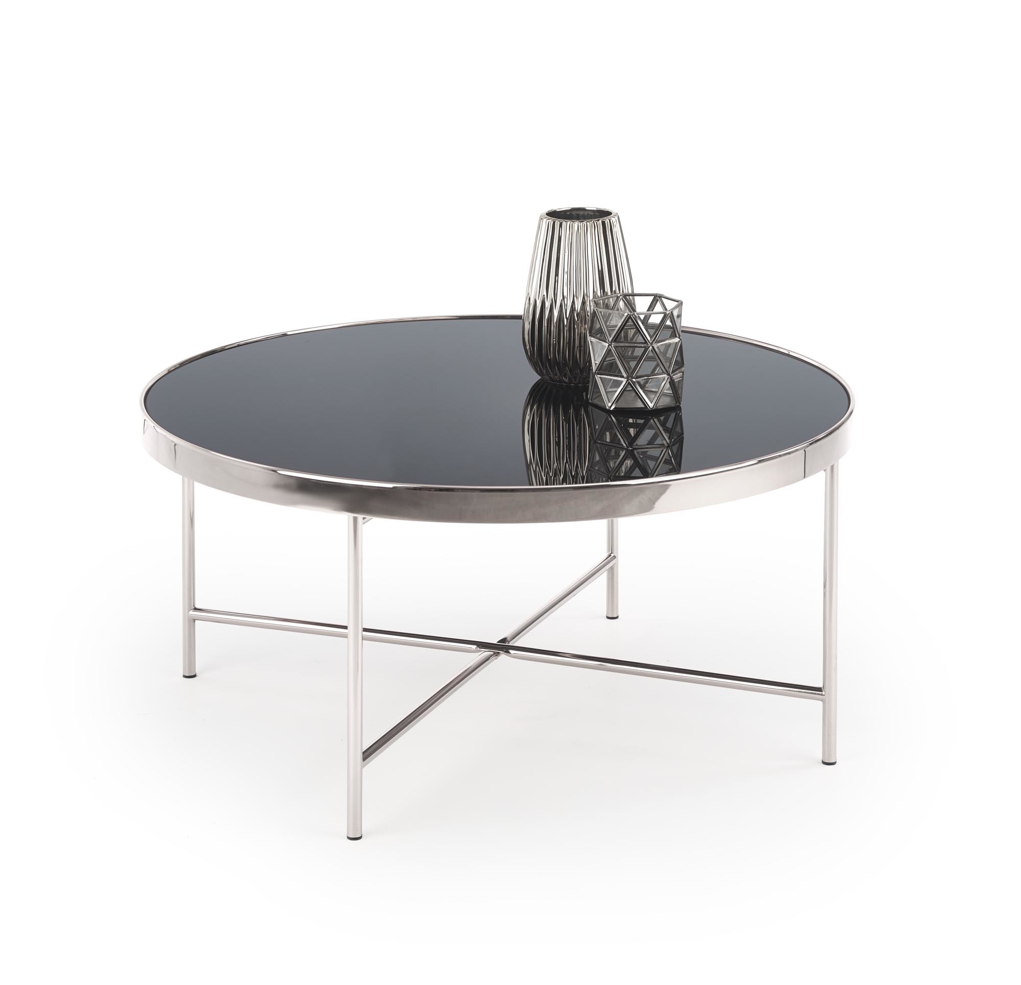 MORIA - salontafel - glas - rond - zwart/zilver - 82x40x82cm