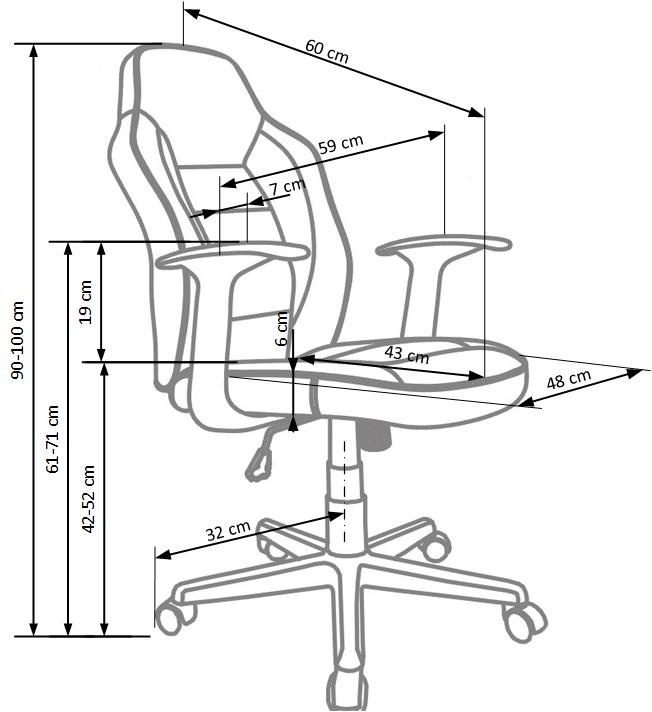 NEMO - gamestoel - eco leer - 59x90-100x60 cm