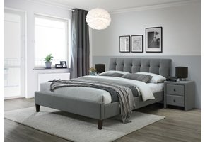 SAMARA - tweepersoonsbed - massief hout - stof - grijs
