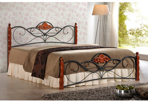 VALENTINA - tweepersoonsbed - massief hout - gelakt staal