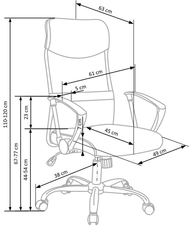 VIRE - bureaustoel - membraanstof - wit - 61x110-120x63 cm