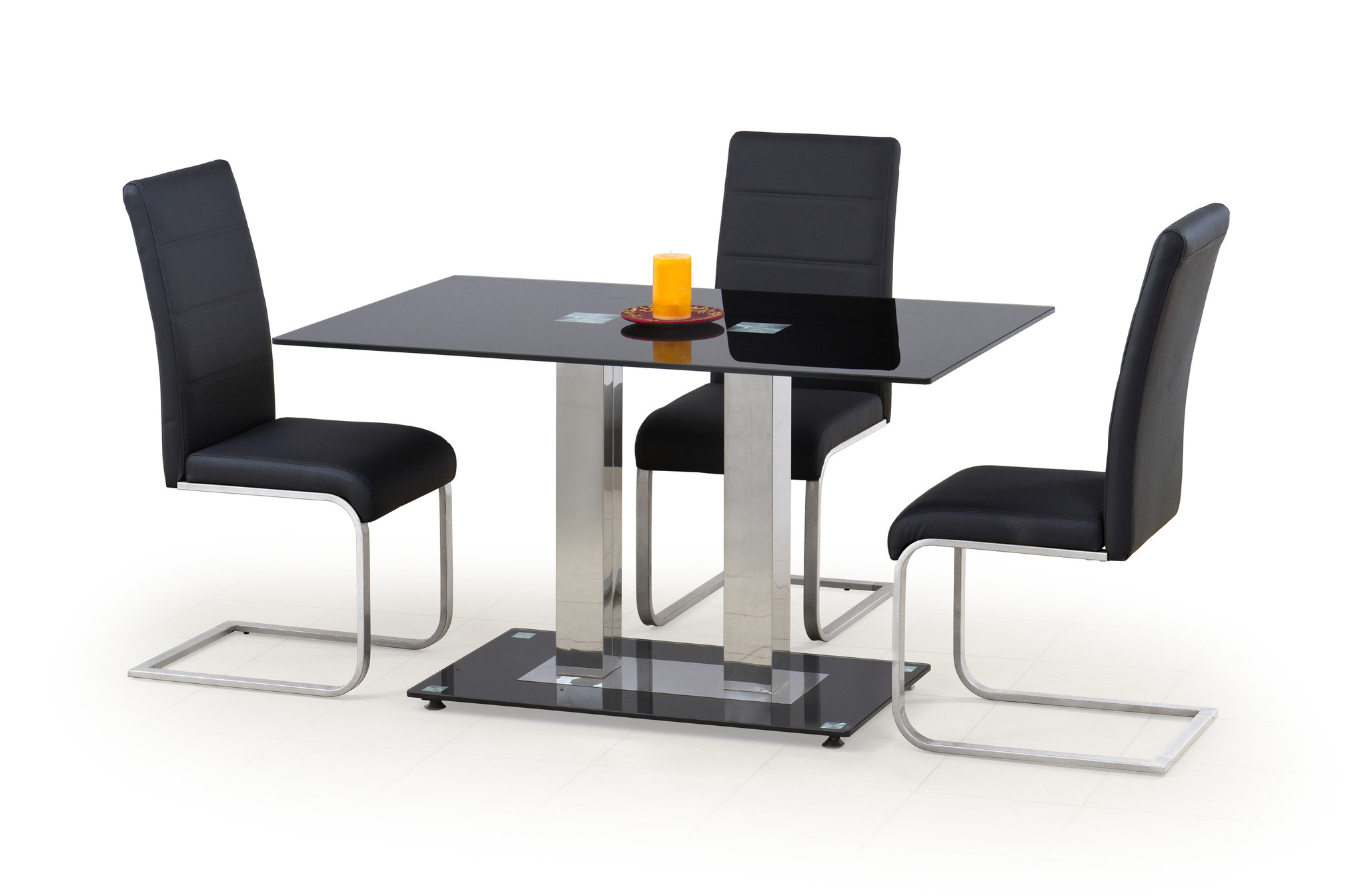 WALTER - eettafel - glas - RVS - 6 zits - 130x80x74cm