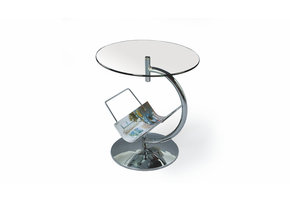 ALMA - salontafel - glas - rond - kranten houder - 45x50x45 cm
