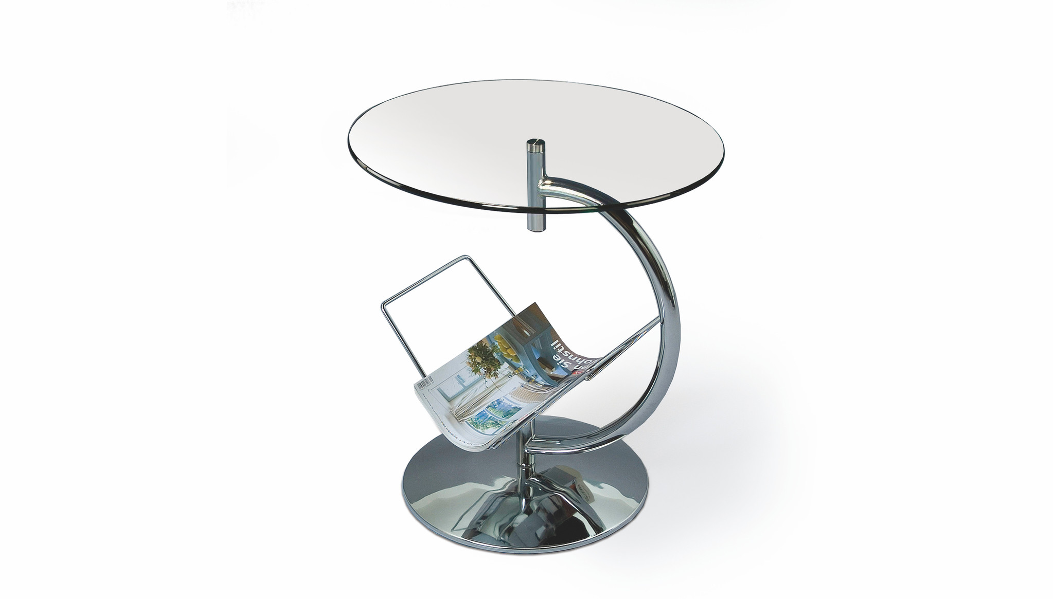 ALMA - salontafel - glas - rond - kranten houder - 45x50x45 cm